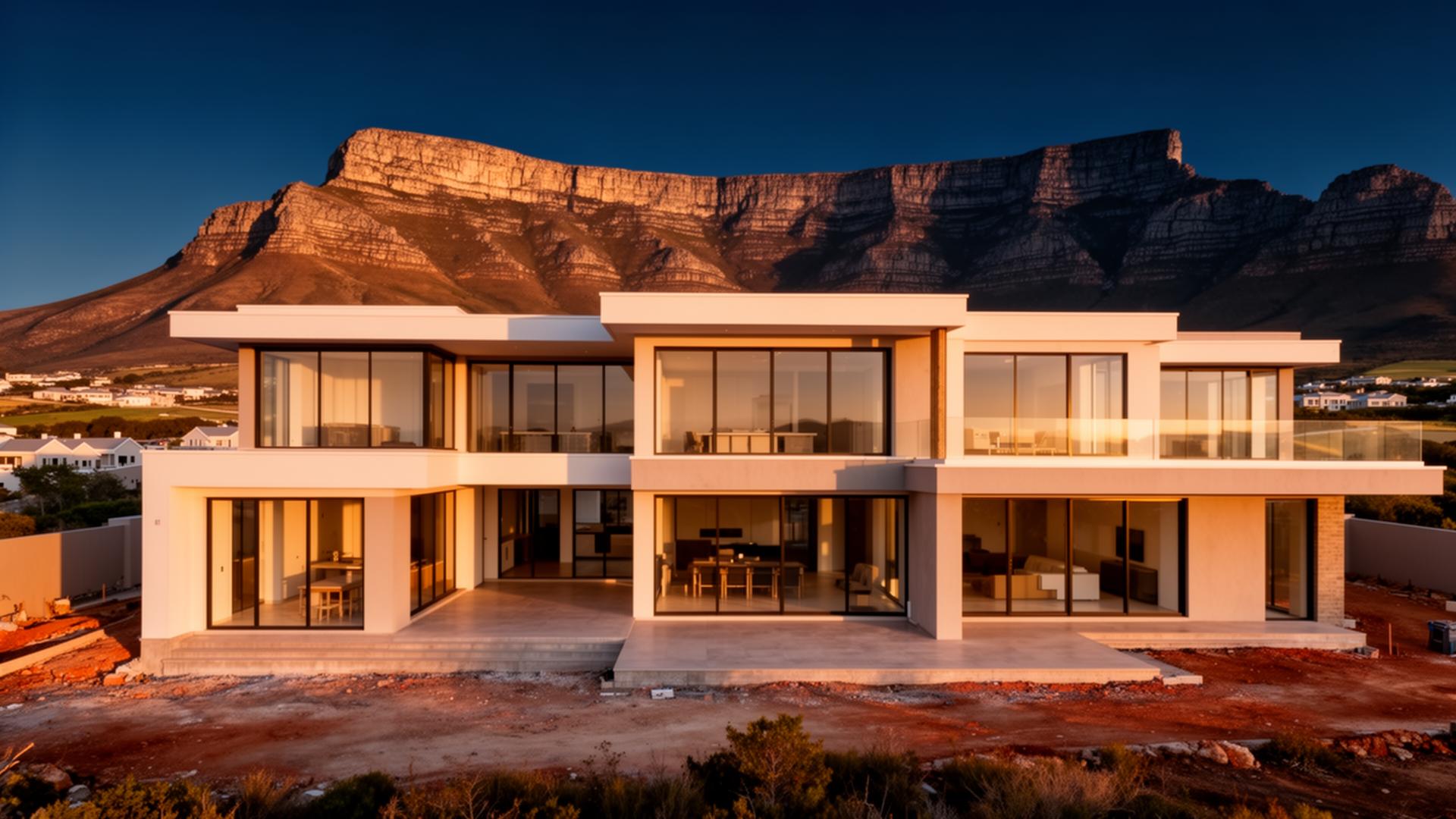 Modern new build home in Somerset West with the Helderberg mountains behind